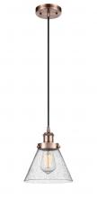  916-1P-AC-G44 - Cone - 1 Light - 8 inch - Antique Copper - Cord hung - Mini Pendant