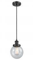  916-1P-BK-G204-6 - Beacon - 1 Light - 6 inch - Matte Black - Cord hung - Mini Pendant