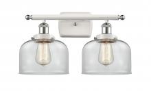  916-2W-WPC-G72 - Bell - 2 Light - 18 inch - White Polished Chrome - Bath Vanity Light