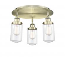  916-3C-AB-G312 - Dover - 3 Light - 16 inch - Antique Brass - Flush Mount