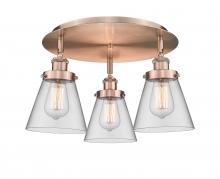  916-3C-AC-G62 - Cone - 3 Light - 18 inch - Antique Copper - Flush Mount