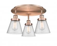  916-3C-AC-G64 - Cone - 3 Light - 18 inch - Antique Copper - Flush Mount