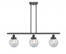  916-3I-BK-G204-6 - Beacon - 3 Light - 36 inch - Matte Black - Stem Hung - Island Light