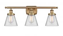  916-3W-BB-G62 - Cone - 3 Light - 26 inch - Brushed Brass - Bath Vanity Light