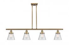  916-4I-BB-G64 - Cone - 4 Light - 48 inch - Brushed Brass - Stem Hung - Island Light