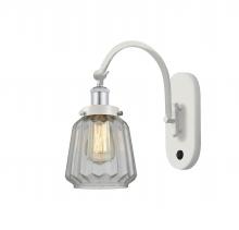  918-1W-WPC-G142 - Chatham - 1 Light - 7 inch - White Polished Chrome - Sconce