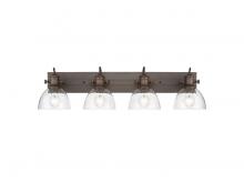 Golden 3118-BA4 RBZ-SD - Hines 4-Light Vanity Light in Rubbed Bronze with Seeded Glass