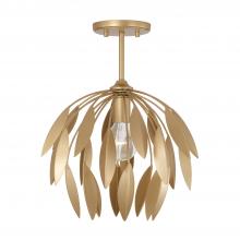  351811GF - 1-Light Botanical Semi-Flush Pendant in Buffed Gold