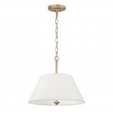  353231MA - 3-Light Dual Mount Pendant in Matte Brass with White Fabric Shade and Glass Diffuser