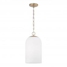  355811MA-554 - 1-Light Capsule Pendant in Matte Brass with Soft White Glass and Alternating Loop Designer Chain