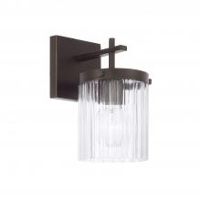  656211OR-555 - 1-Light Sconce in Oil Rubbed Bronze with Clear Beveled Fluted Glass