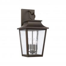  953341OZ - 4-Light Outdoor Tapered Wall Lantern in Oiled Bronze with Ripple Glass