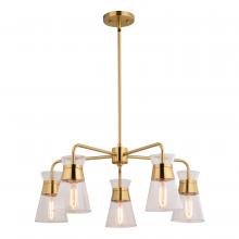  H0294 - Harper 27-in. 5 Light Chandelier Natural Brass