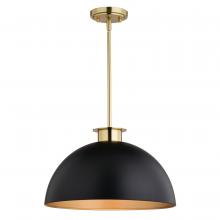  P0412 - Devon 16-in. Pendant Matte Black and Satin Brass