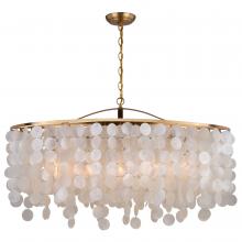  H0282 - Elsa Capiz Shell 35.75-in. 5 Light Linear Chandelier Natural Brass