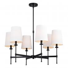  H0288 - Camden 30-in 6 Light Chandelier Matte Black