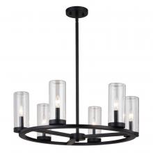  H0290 - Grantley 26-in 6 Light Indoor-Outdoor Chandelier Matte Black