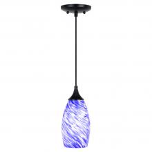  P0384 - Milano 4.75-in. Mini Pendant Azzura Glass Matte Black