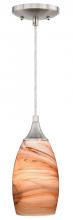  P0174 - Milano 4.75-in Mini Pendant Toffee Swirl Glass Satin Nickel