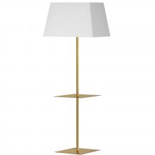  GTC-S641F-AGB-WH - 1 Light Incandescent Square Base Floor with Shelf Aged Brass with White Shade