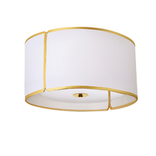  NDR-153FH-GLD-WH - 3LT Notched Drum Flush Mount GLD, WH Shade & Diff