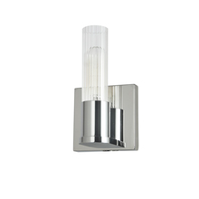  TBE-41W-PC - 1LT Incand Wall Sconce,  PC w/ CLR Fluted Glass