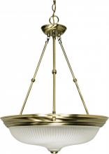  60/244 - 3-Light Large Hanging Pendant Light Fixture in Antique Brass Finish with Frosted Swirl Glass