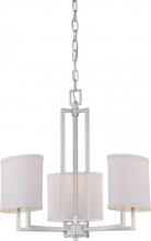  60/4757 - Gemini - 3 Light Chandelier with Slate Gray Fabric Shades - Brushed Nickel Finish