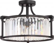  60/5773 - Krys- 3 Light Crystal Accent Semi Flush Mount - Aged Bronze Finish