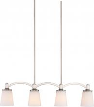  60/5875 - Laguna - 4 Light Island Pendant with White Glass - Brushed Nickel Finish