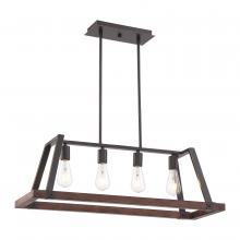  60/6894 - Outrigger - 4 Light Island Pendant with - Mahogany Bronze and Nutmeg Wood Finish