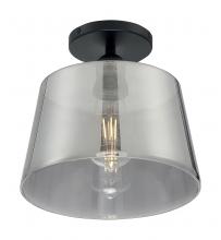  60/7334 - Motif - 1 Light Semi-Flush with Smoked Glass - Black and Smoked Glass Finish