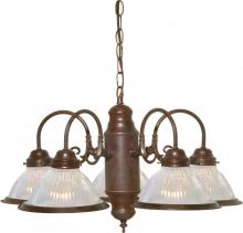  SF76/445 - 5 Light - Chandelier with Clear Ribbed Glass - Old Bronze Finish